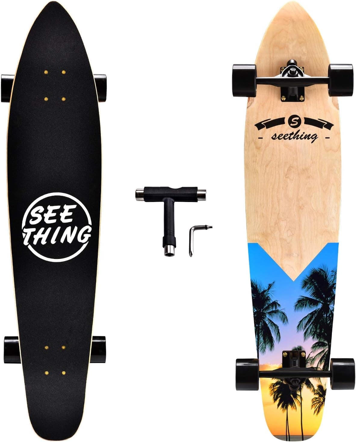 seething 42 Inch Longboard Skateboard Complete Cruiser Pintail,The Original Artisan Maple Skateboard Cruiser Pintail for Cruising, Carving, Free-Style and Downhill