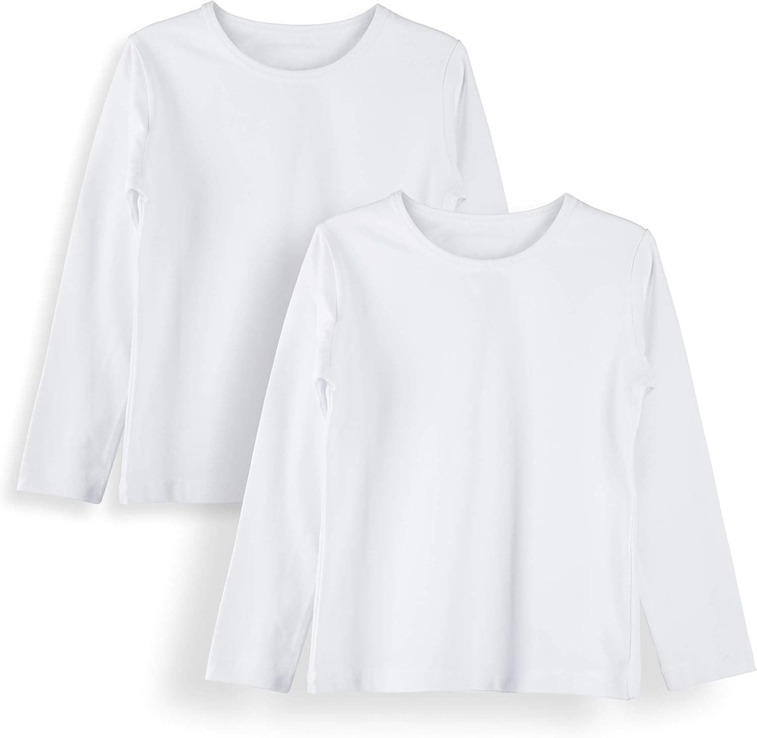 GOXU Girls Long Sleeve T Shirts 2 Pack, Basic Cotton Sizes 2-12 Years