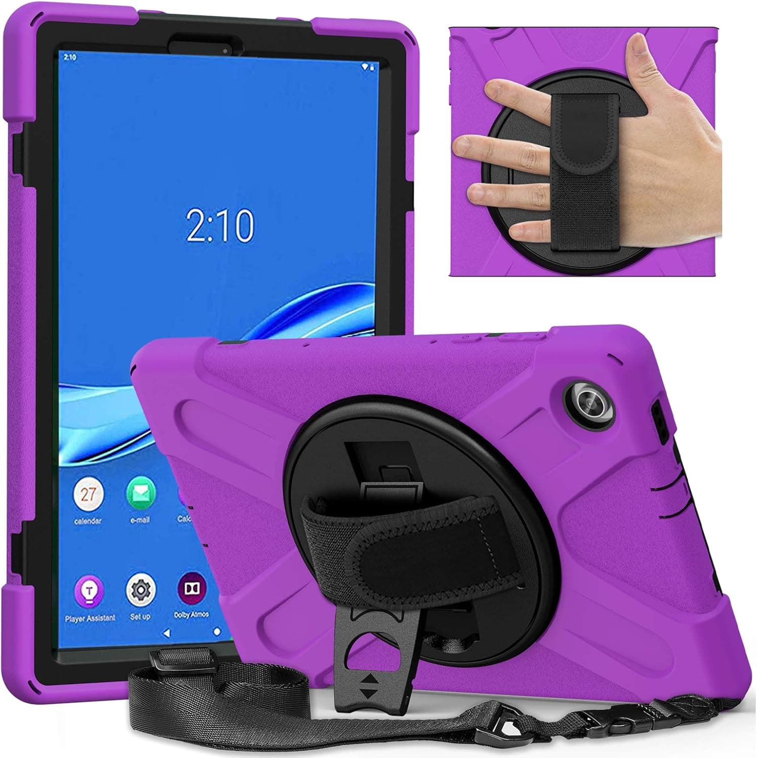 Case for Lenovo Tab M10 FHD Plus | SIBEITU Lenovo Tab M10 Plus Case 10.3 Inch 2020 | Heavy Duty Rugged Shockproof Cover w/ Stand Hand&Shoulder Strap for X606F/X606X/X606M/X606FA/X606V Purple