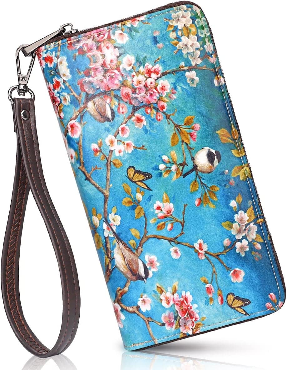APHISON Women's Wallets Large Capacity Clutch Wallet For Women Ladies Wallets Clearance Credit Card Holder Womens RFID Wallet Moon Cute Cow Cat Elephant Fox Cell Phone Purse 684-0170A
