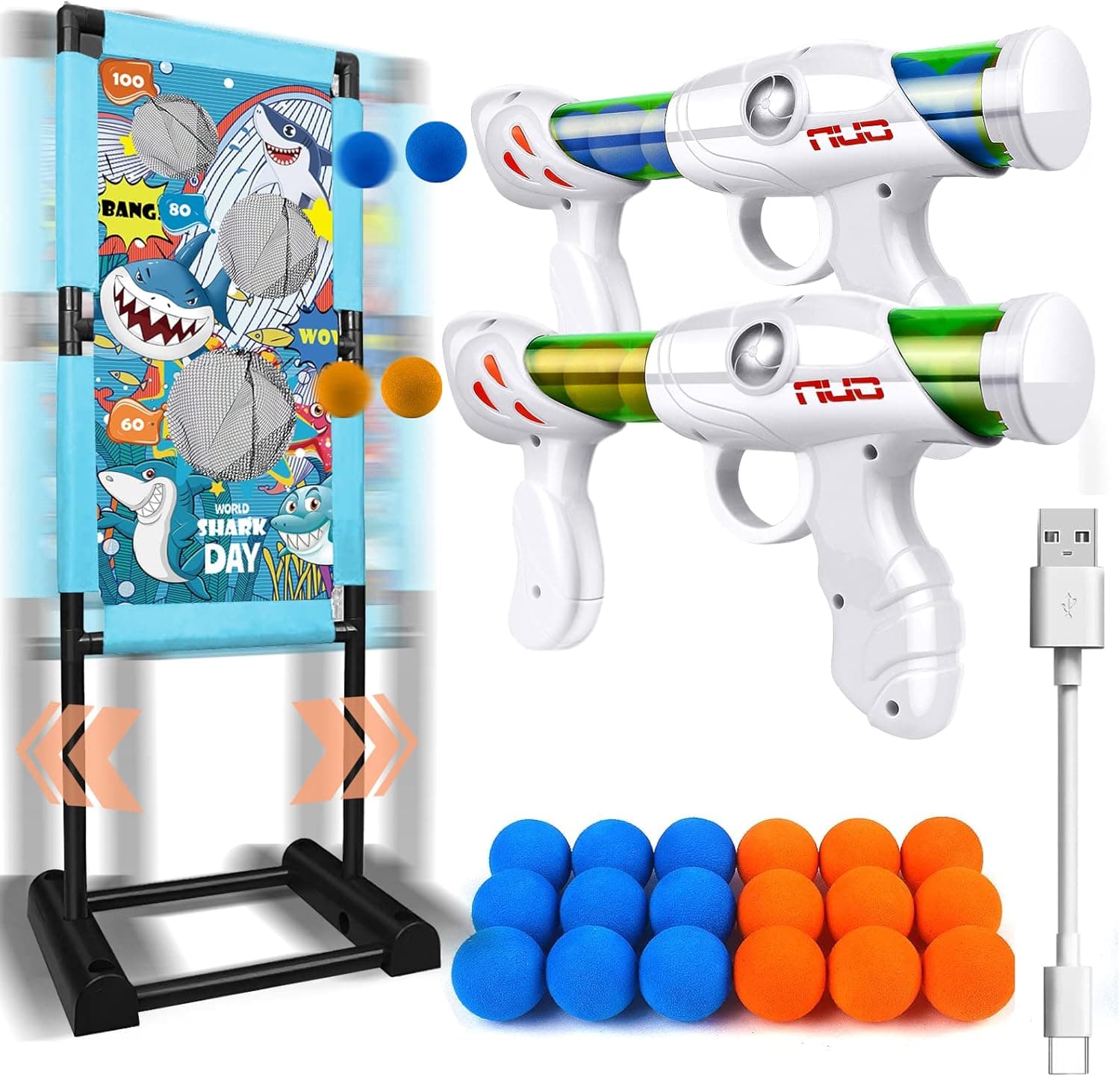 Shooting Games Toys for Boys Age of 4 5 6 7 8 9 10 10+ Years Old Kids Girls Birthday Gift for 6-12 Child Toy Foam Blaster Sets with Moving Target and 18 Foam Balls