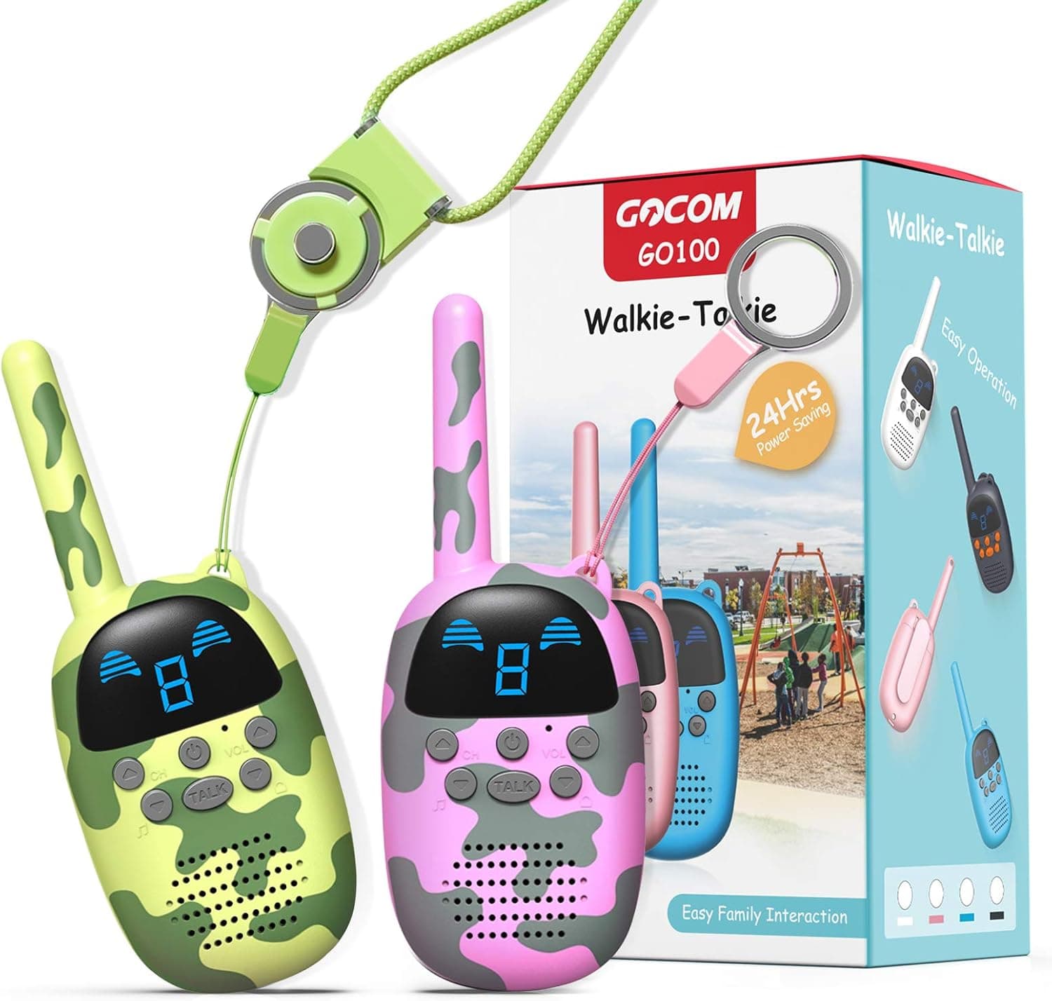 GOCOM Walkie Talkies for Kids, Kids Toys Handheld Child Gift Walky Talky, Two-Way Radio Boys & Girls Toys Age 3-12, for Indoor Outdoor Hiking Adventure Games