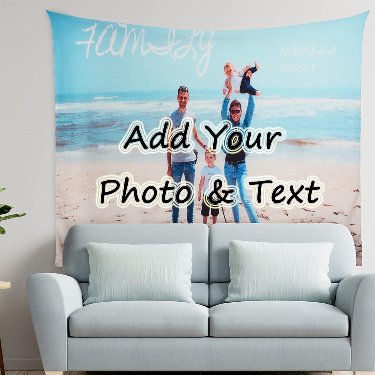 CULACCINO Custom Tapestry Photo&Text Customized Backdrop Personalized Wall Decor Large Room Drop Your Own Design 60x80(150x200cm)