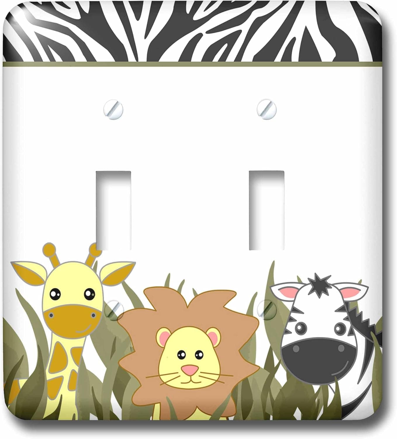 3D Rose lsp_128530_2 Cute Baby Jungle Animals On Giraffe Lion Zebra Wall Light Switches