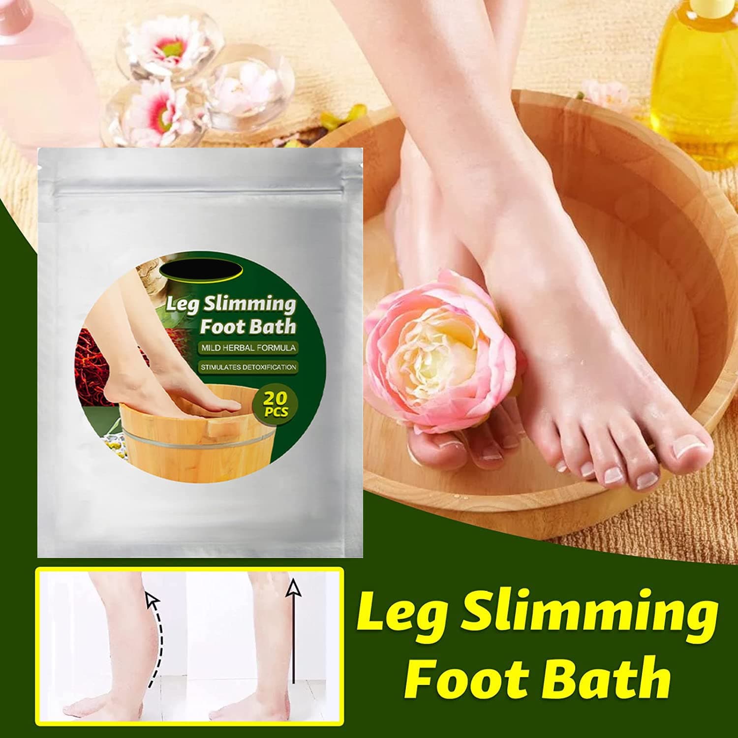 Lymphatic ginger foot soak, foot reflexology, sleep improvement (20PCS) (White)