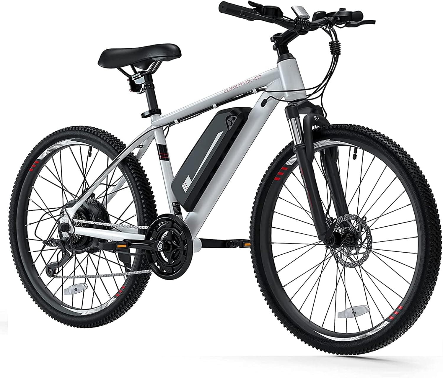 Cybertrack 100 26" Electric Bike, 3 Hours Fast Charge, Equipped with BAFANG 350W Brushless Motor, 36V/10.4Ah Removable Lithium-Ion Battery, with Shimano 21-Speed and Suspension Fork