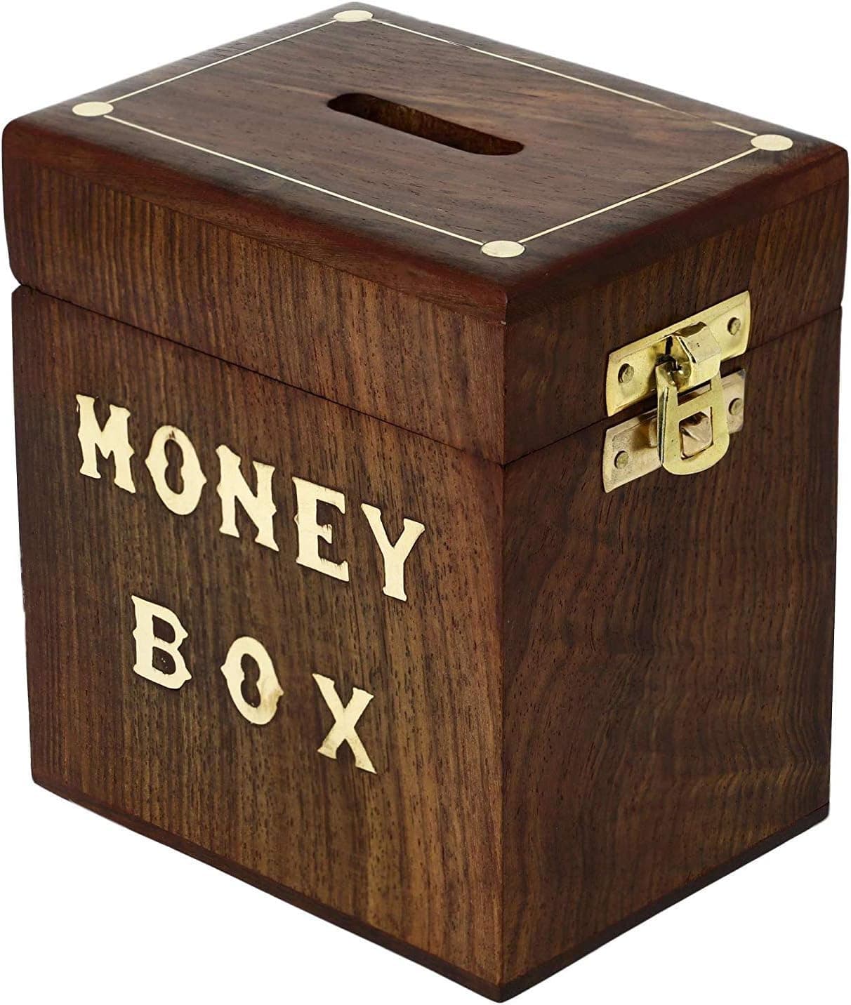 ITOS365 Handicrafted Wooden Money Bank - Coin Saving Box - Piggy Bank - Gifts for Kids, Girls, Boys & Adults