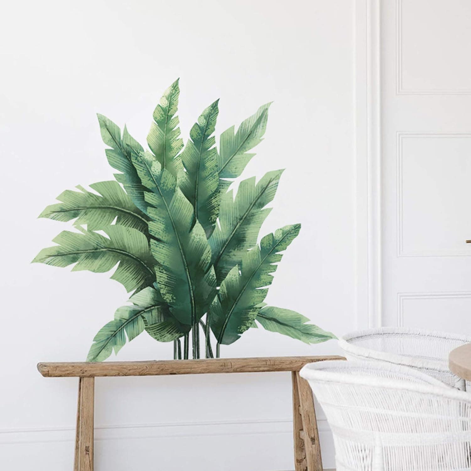 Green Plants Wall Stickers Giant Tropical Banana Leaf Wall Decals, Vinyl Peel and Stick DIY Wall Posters Art Murals for Nursery Bedroom Living Room Office