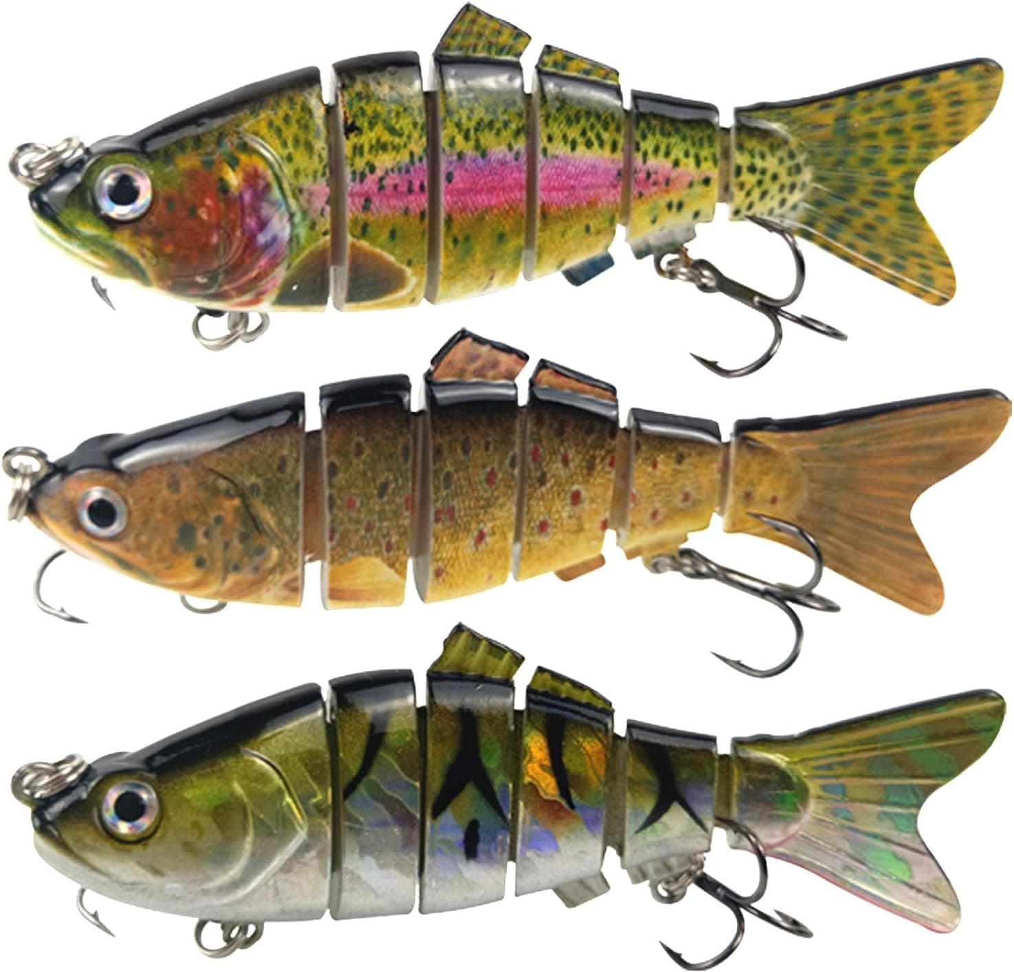Eupheng Fishing Lure Bass Lure Kit Topwater Multi Sections Artificial Baits Lures Hard Trout Pike Lures (4 inch-3pcs)