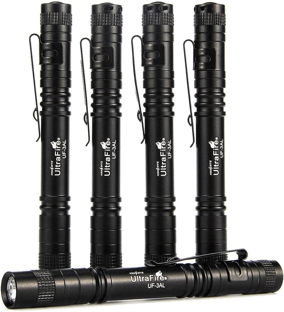 ULTRAFIRE Pocket-Sized Flashlight,UF-3AL,Penlight with White LED,80 Lumens,5 Pack (Flashlight Only)