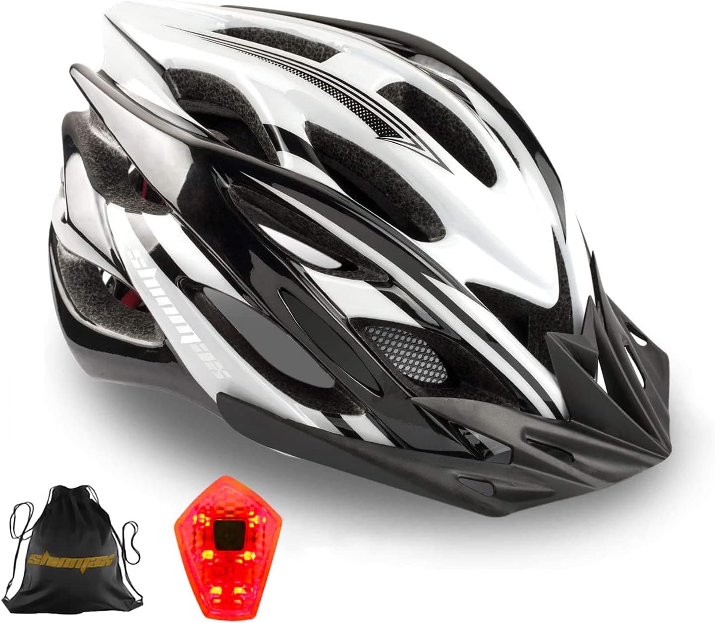 Bike Helmet Men Women, Shinmax Bicycle Helmet with Rear Light and Detachable Visor,Lightweight Mountain Bike Helmet Size Adjustable Cycling Helmet CPSC Certificated Helmet for Adults Youth Road Bike Helmet