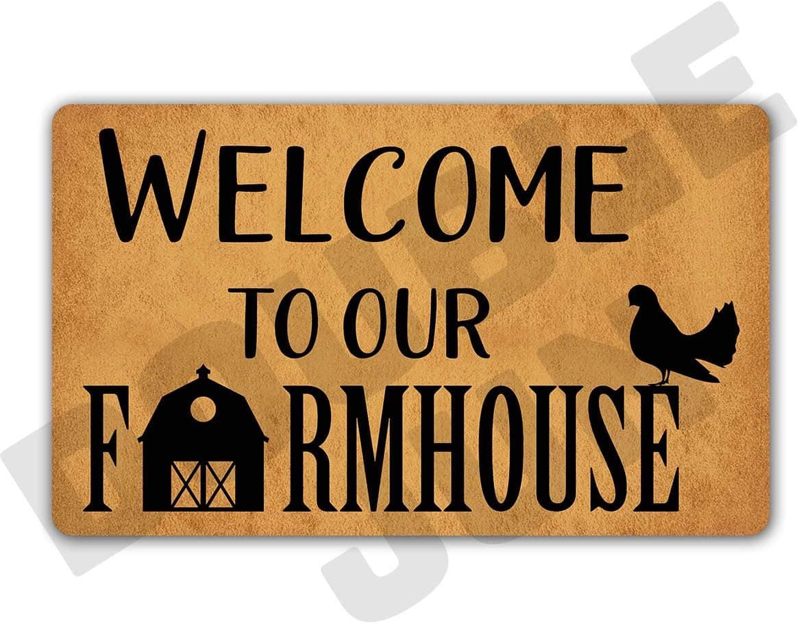 DoubleJun Funny Welcome to The Farmhouse Entrance Mat Floor Rug Indoor/Front Door Mats Home Decor Machine Washable Rubber Non Slip Backing 29.5"(W) X 17.7"(L)