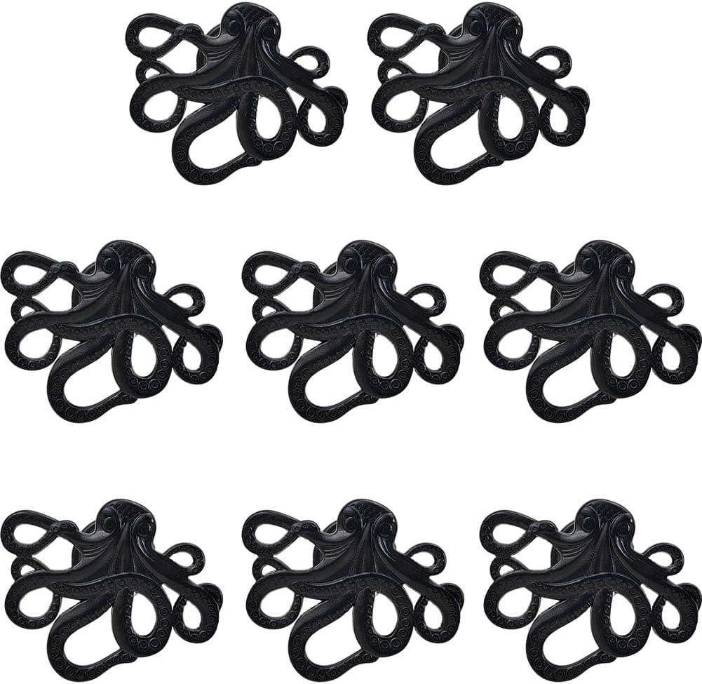 Pearlead 8 Pack Nautical Cabinet Knobs Octopus Drawer Knobs Dresser Knobs Metal Knobs Drawer Pulls Door Knobs Coastal Drawer Handles Knobs Beach Decor for Wardrobe Closet Cupboard Black