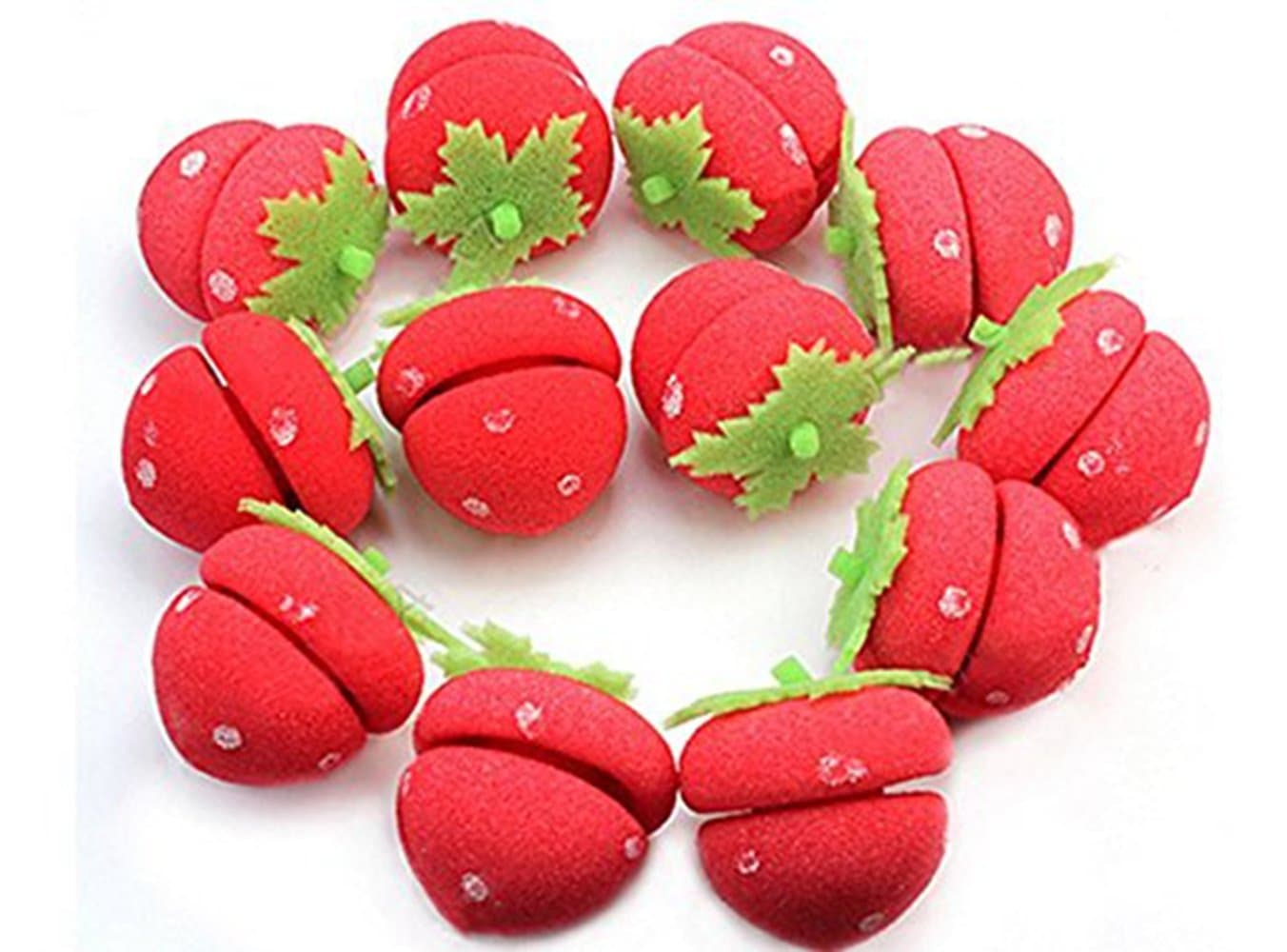 Danyoun Soft Sponge Ball Curlers Roller Cute Strawberry Hair Care Foam, Lovely DIY Hair Tools, Red, 12pcs