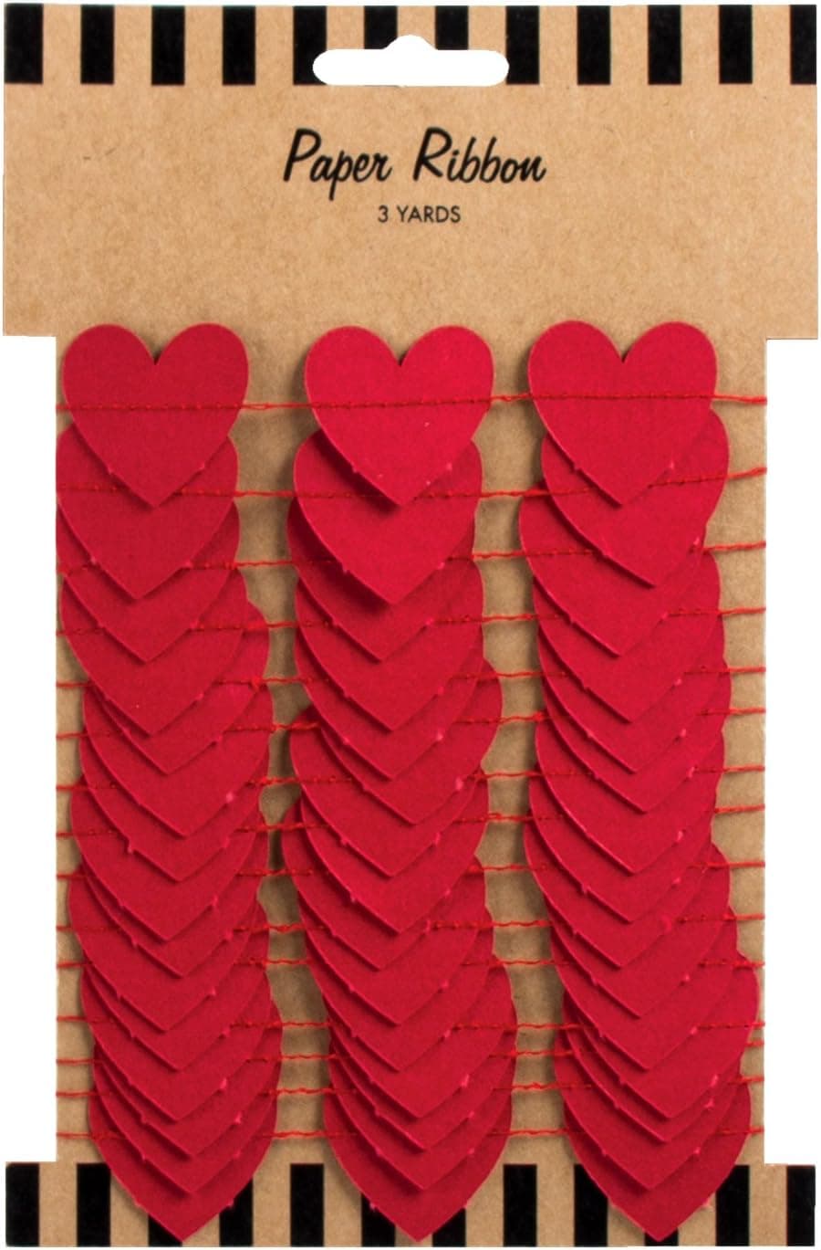 Party Partners Paper Ribbon Gift Wrap Accent or Wall Decoration, Red Hearts
