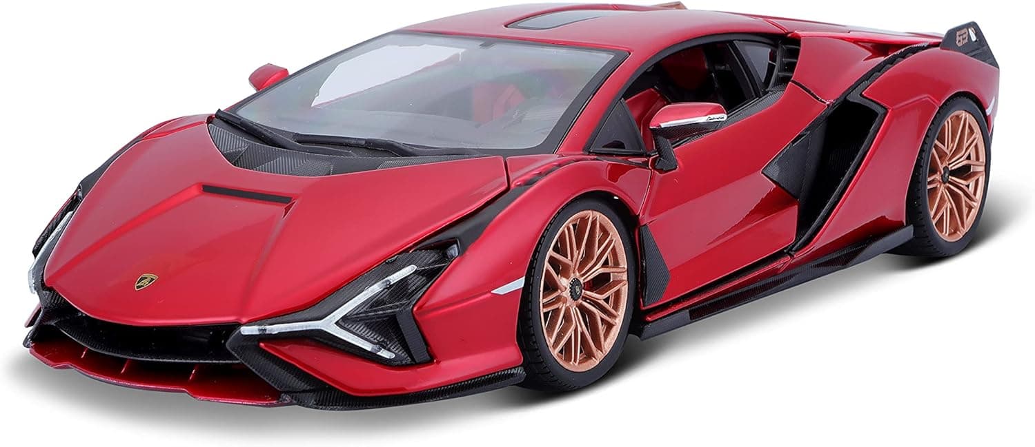 Bburago Lamborghini Sian FKP 37 Red with Copper Wheels 118 Diecast Model Car 11046 TY-18-11046R