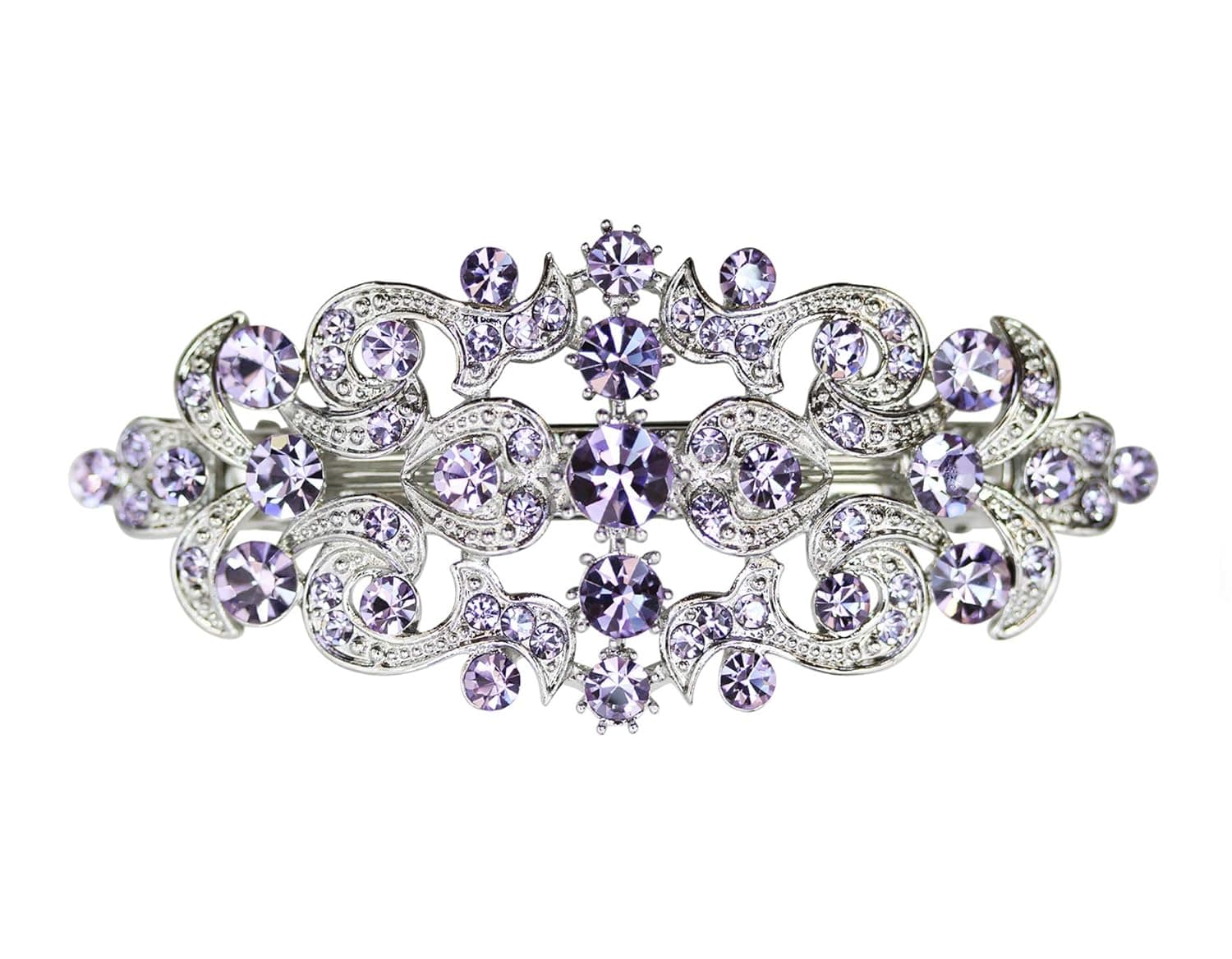 Faship Violet Purple Crystal Floral Hair Barrette