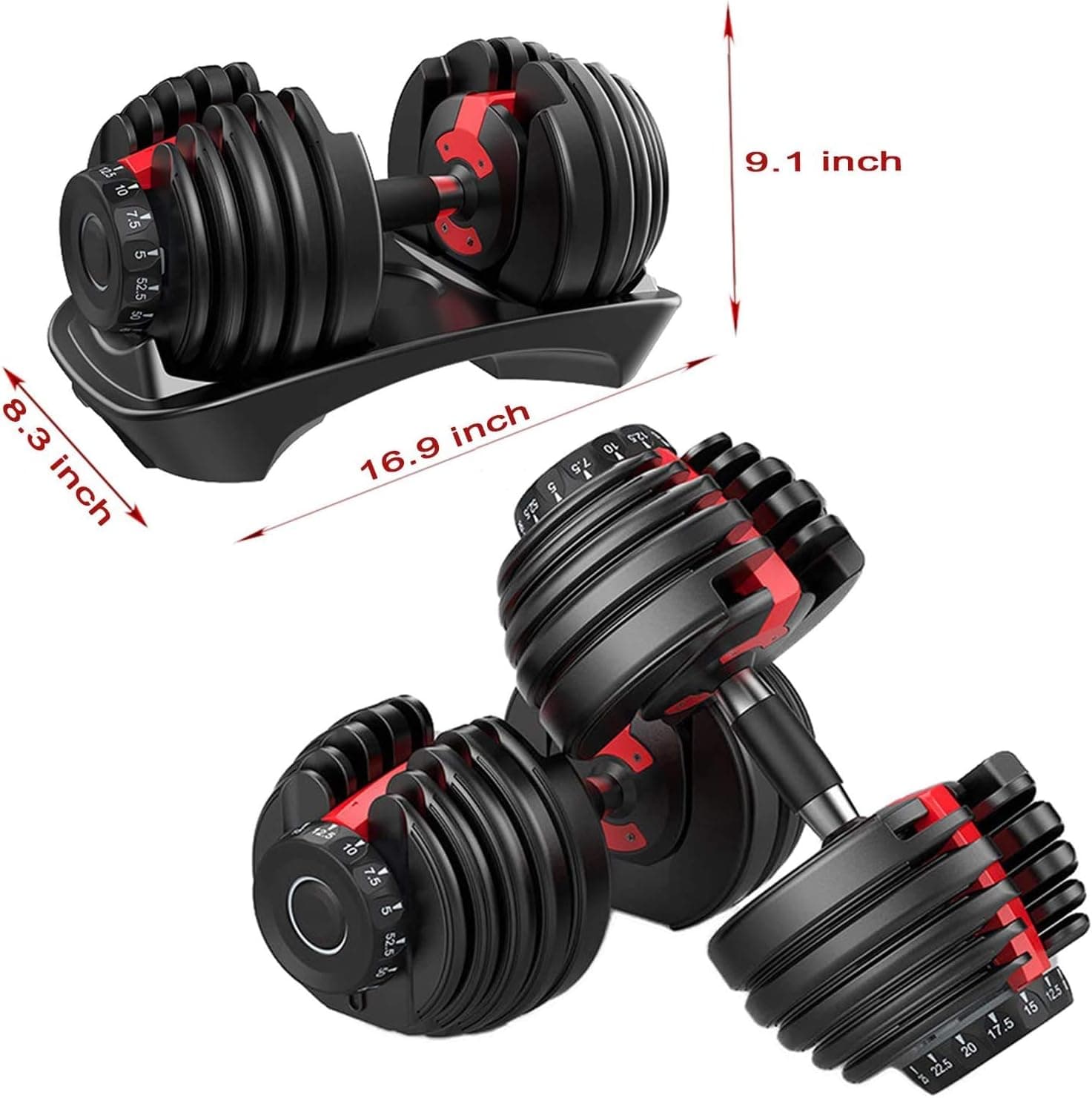 VEICAR Adjustable Dumbbells,Fast Adjust Weight Dumbbells,Training Weights Gym Equipment for Man and Women Exercise Dumbbells