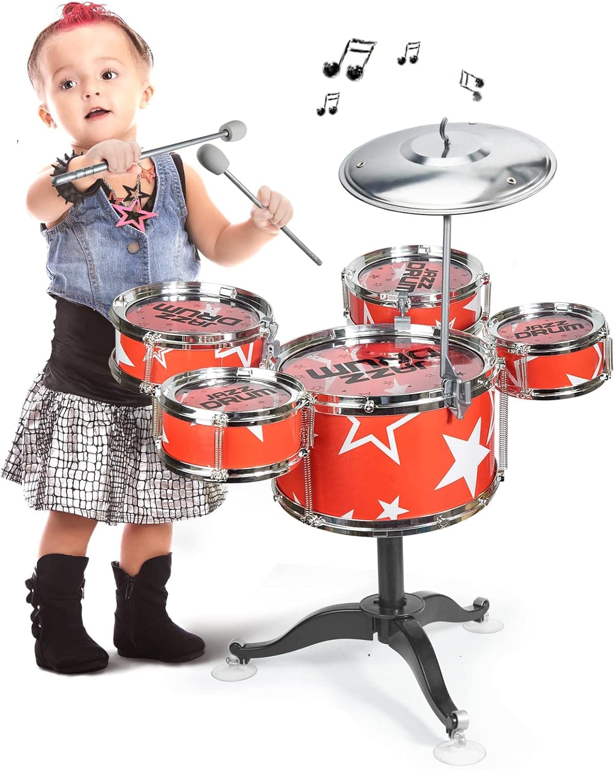 Jazz Drum Set for Toddlers, Drum Set for Kids Age 3-5-7-9, Childrens Drum Kit Musical Instrument for Beginner Music Practice Enlightenment Educational Toys Gift for Baby Boy Girl