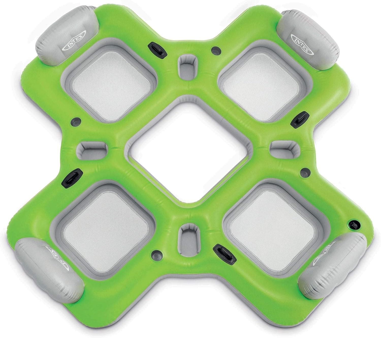 Intex Lounge Island Inflatable 4 Seat Inflatable PVC Pool Float Raft, Green