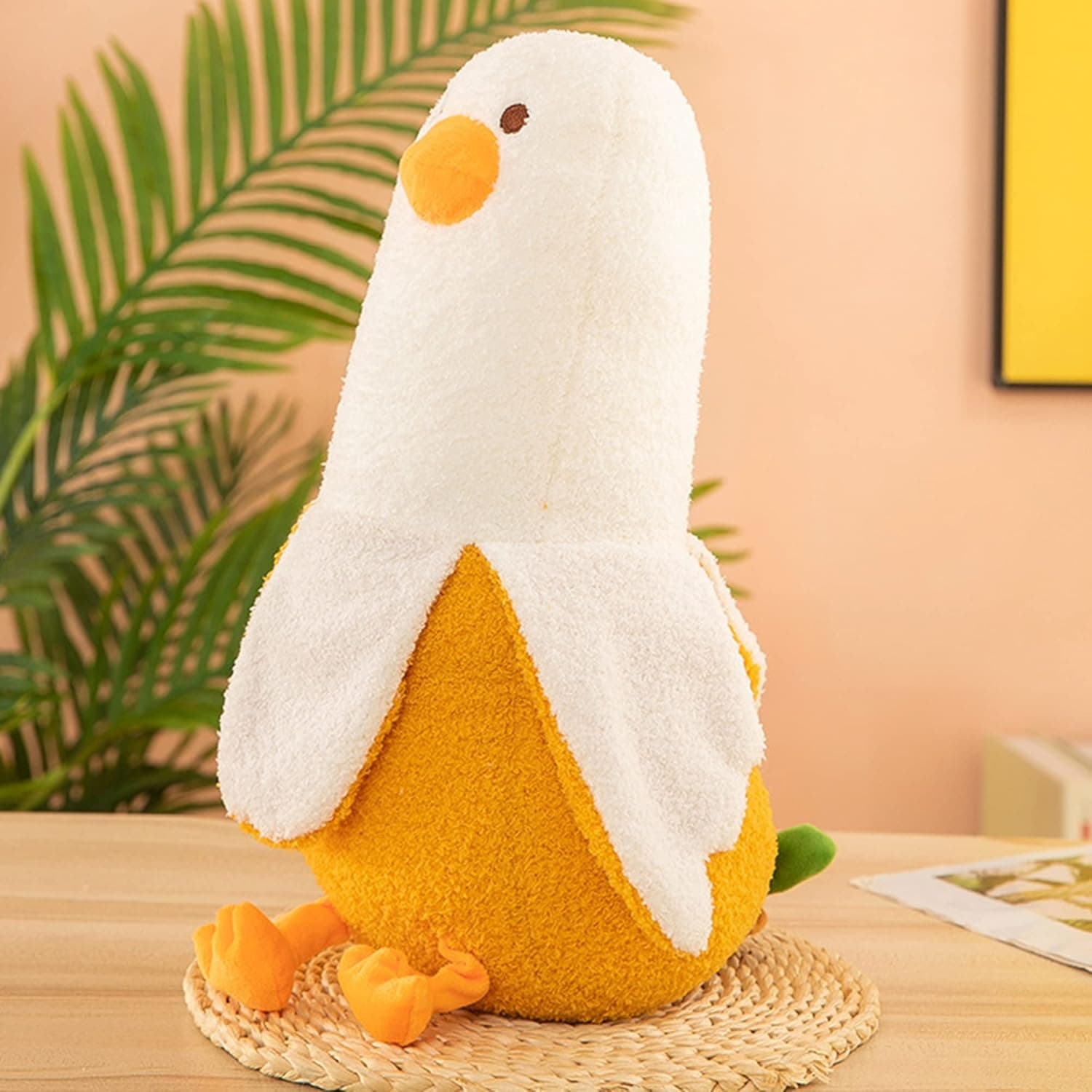 Cuecutie 19.6" Banana Duck Plush Toy Banana Hugging Pillow Duck Stuffed Animal Cute Plush Pillow Yellow Soft Sleeping Pillows Birthday Gifts for Kids Adults