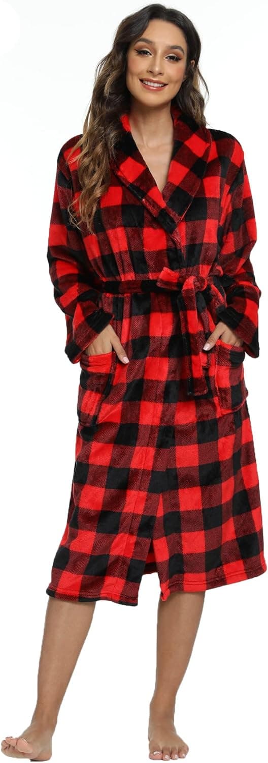 HEARTNICE Womens Hooded Fleece Robe, Soft Plush Bathrobe for Womens, Fluffy Cute Long House Coat