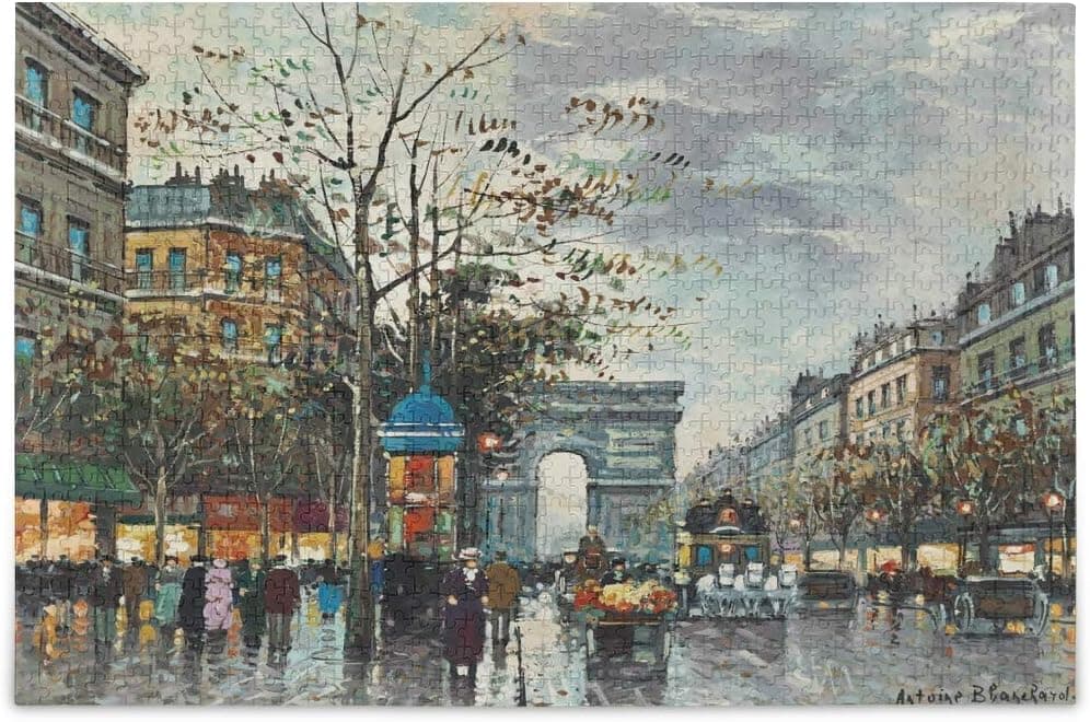 Qilmy Paris Landscape Oil Painting 500 Piece Large Jigsaw Puzzle for Adults - Game Interesting Toys - Hand Made Puzzles Personalized Gift