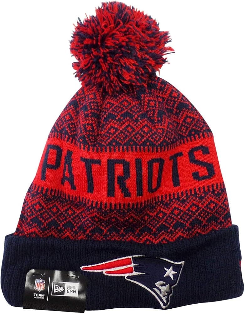 New Era New England Patriots Wintry Pom 2 Pom Knit Beanie Hat/Cap