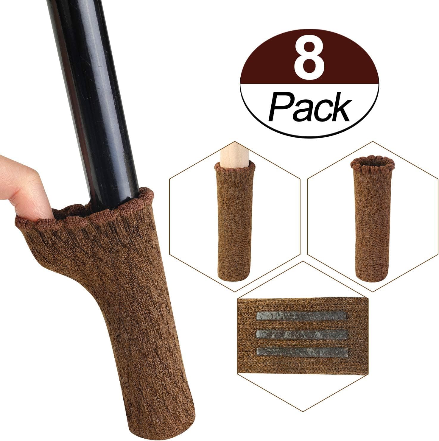 Chair Leg Socks, Chair Leg Floor Protectors with Non Slip Strips, Elastic Chair Furniture Socks Sets, Floor Protector Fit by XGCMY (8PACK)