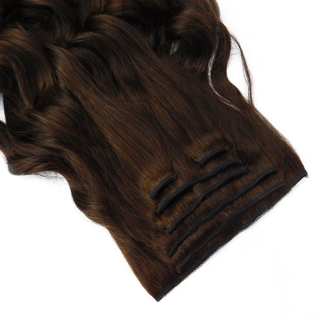 Loose Wave 1Peruvian Virgin Hair Clip in Kinky Curly wave Hair Clip in Brazilian Loose Big Wave Hair Weave (16" 100g, 2#)