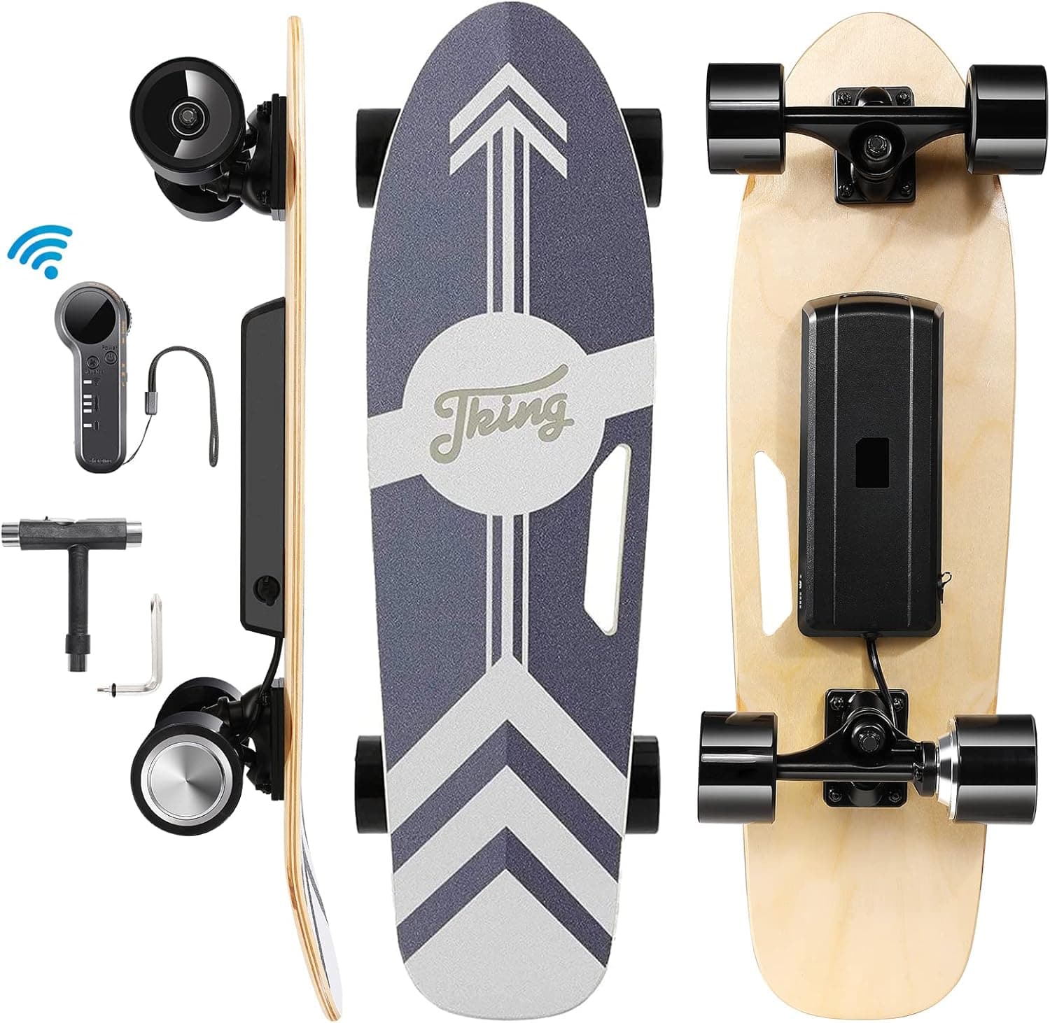 Tooluck 27.5" Electric Skateboards with Remote, 350W Motor E-Skateboard, 12.4 MPH Top Speed Electric Longboard, 8 Miles Max Range, 7 Layers Maple Electric Skateboard for Adults, Youth