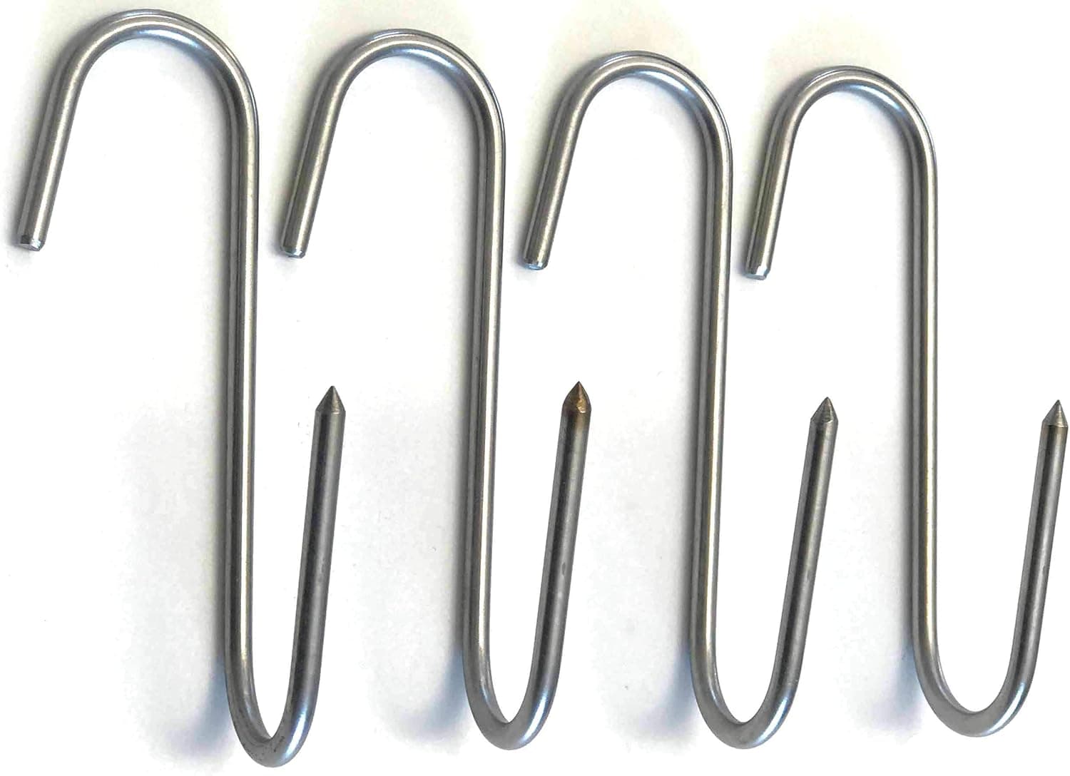 RiversEdge Products Stainless Meat Hooks, Smoker Hook, 7" Right Angle, 4 Pack