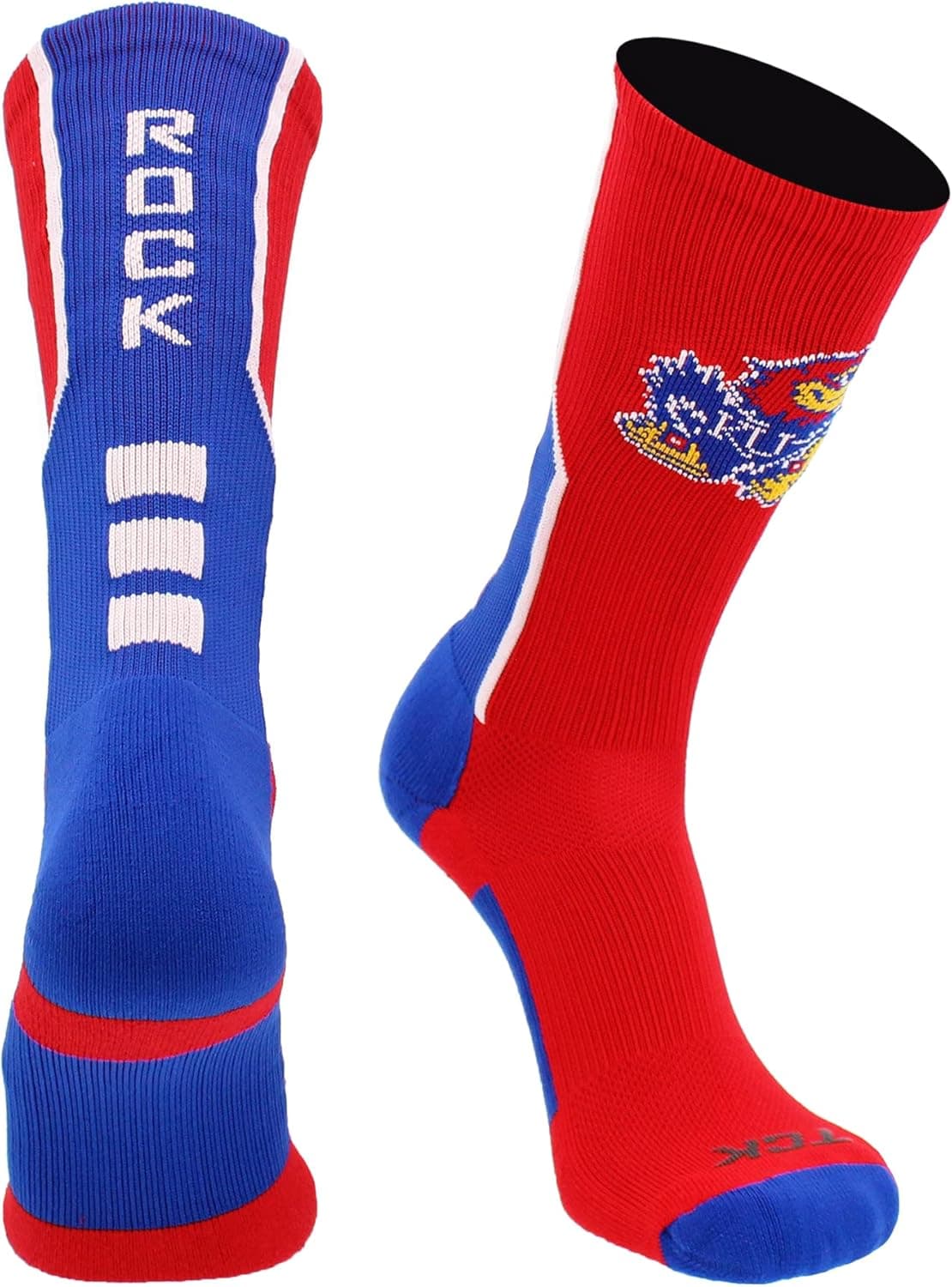 TCK Kansas Rock Chalk Jayhawks Socks Perimeter Crew