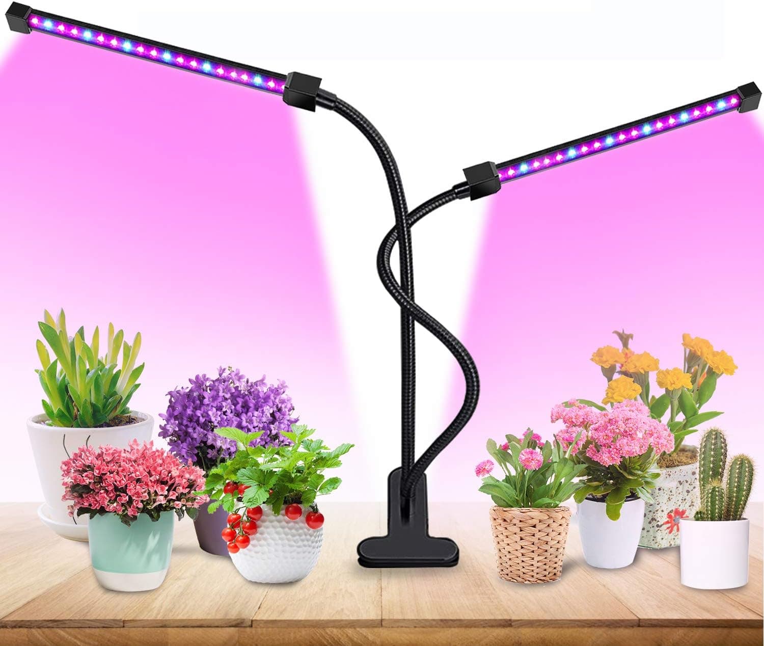 18W Plant Grow Light with Auto Turn ON/Off Function,36 LED 5 Dimmable Levels Plant Grow Lamp Bulbs for Indoor Plants with Red/Blue Spectrum, 3/6/9/12/15H Timer, 3 Switch Modes, Adjustable Gooseneck
