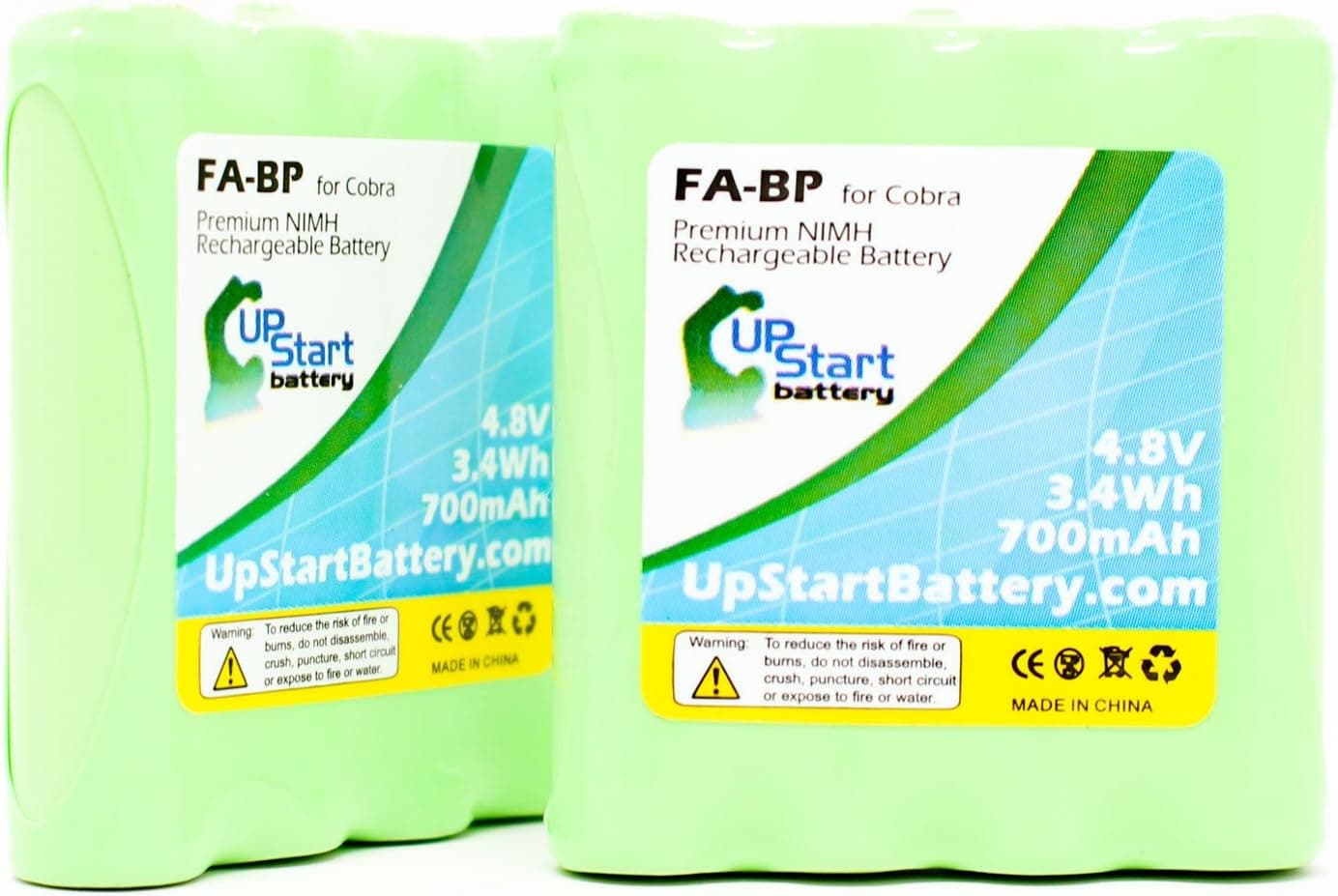 2 Pack - Replacement for Cobra PR250-WX-C Battery - Compatible with Cobra FA-BP Two-Way Radio Battery (700mAh 4.8V NI-MH)