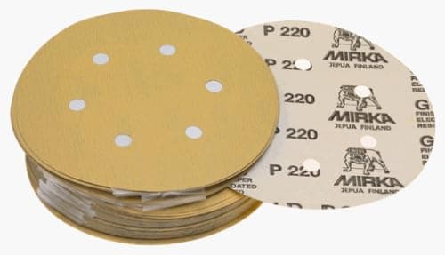 Mirka 23-624-220 6" 6-Hole 220 Grit Dustless Hook & Loop Sanding Discs - 50 Pack