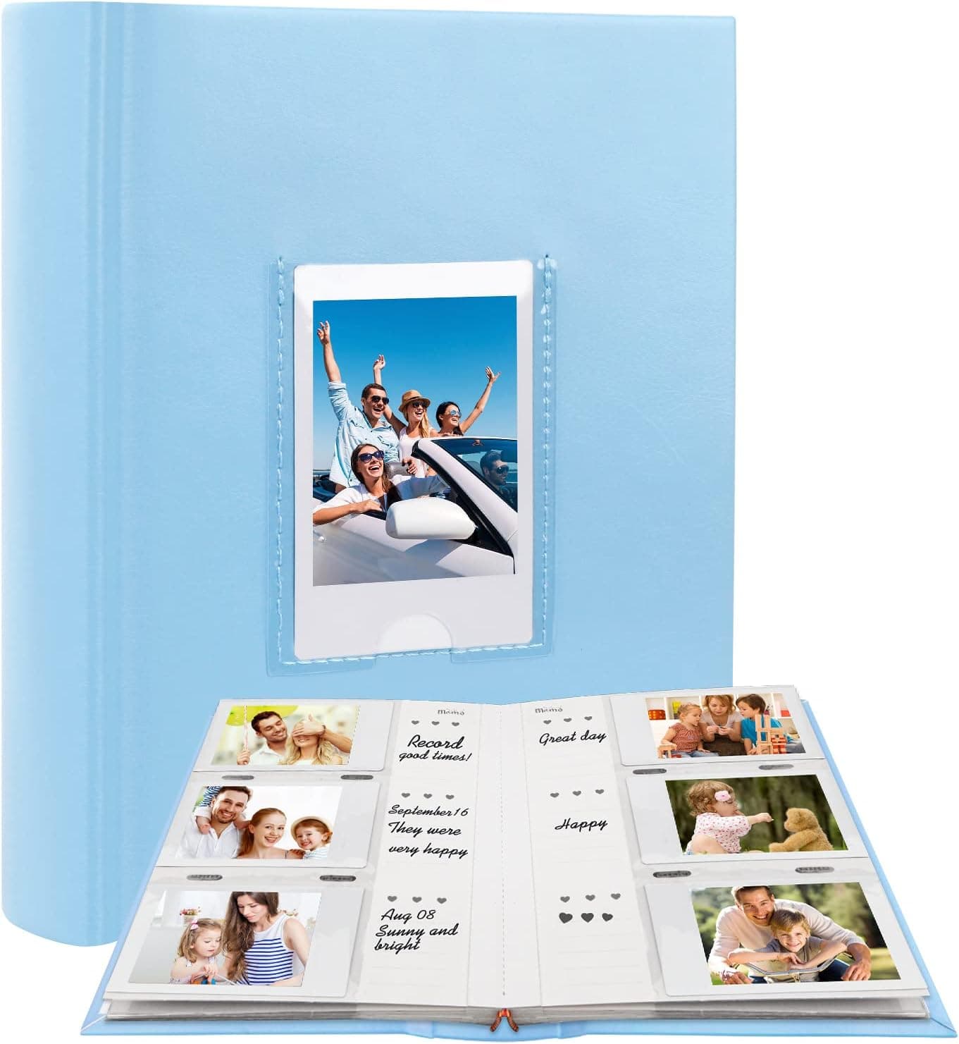 Photo Album for Fujifilm Instax Mini Camera, 180 Pockets Instax Mini Album with Memo Areas, 2X3 Photo Album for Polaroid 2x3 ZINK Film Camera, Fujifilm Instax Mini 1112 9 8 40 Evo Instant Camera, Blue