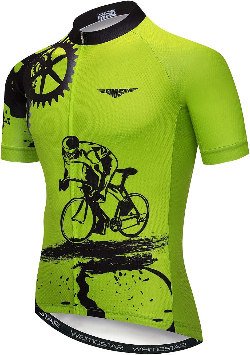 Men's Cycling Jersey Skull Team Bike Short Sleeve Quick-Dry,Reflective,3-Pockets Tops