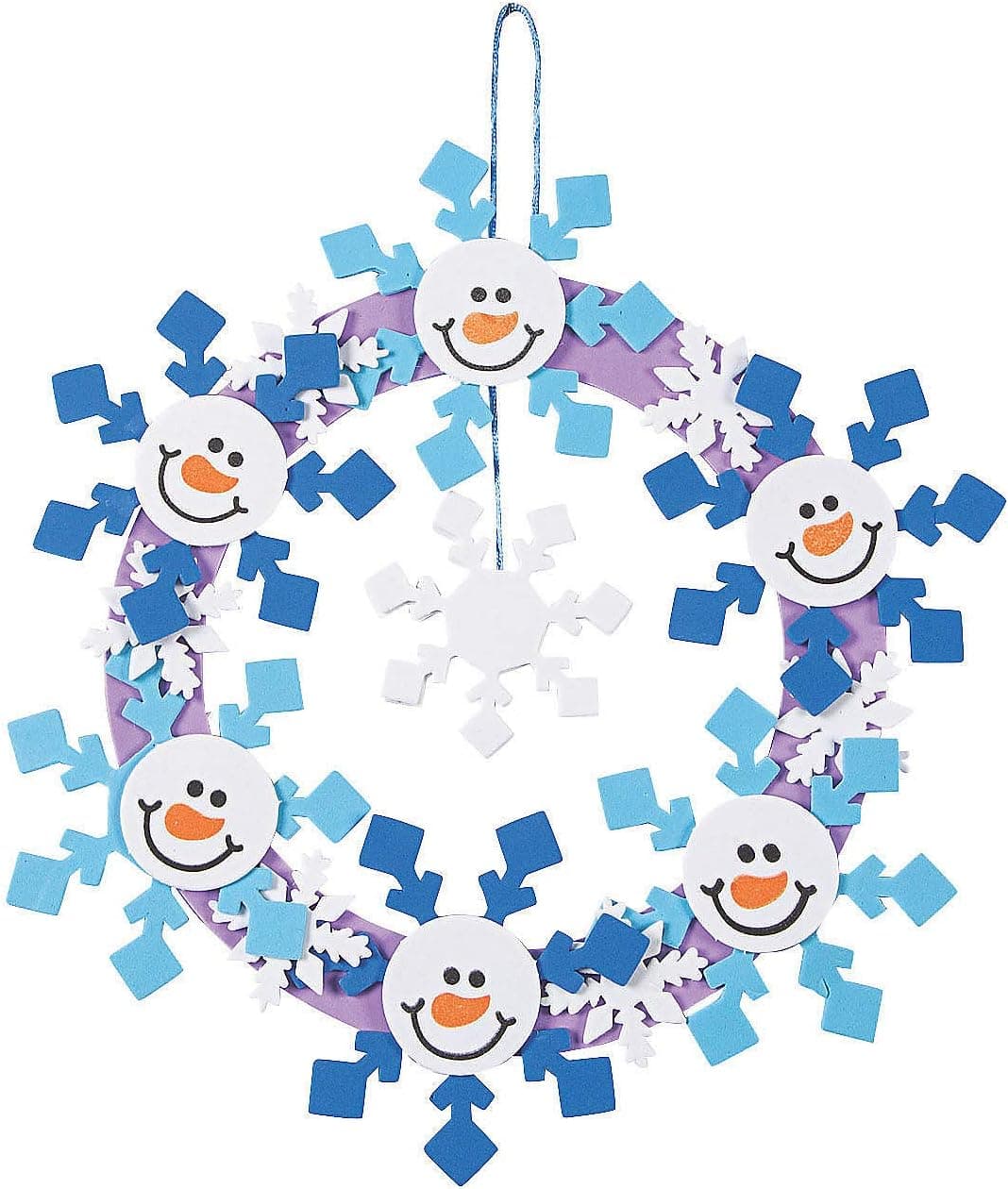 Fun Express Foam Snowman Wreath Craft Kit - Makes 12 - Christmas Crafts for Kids