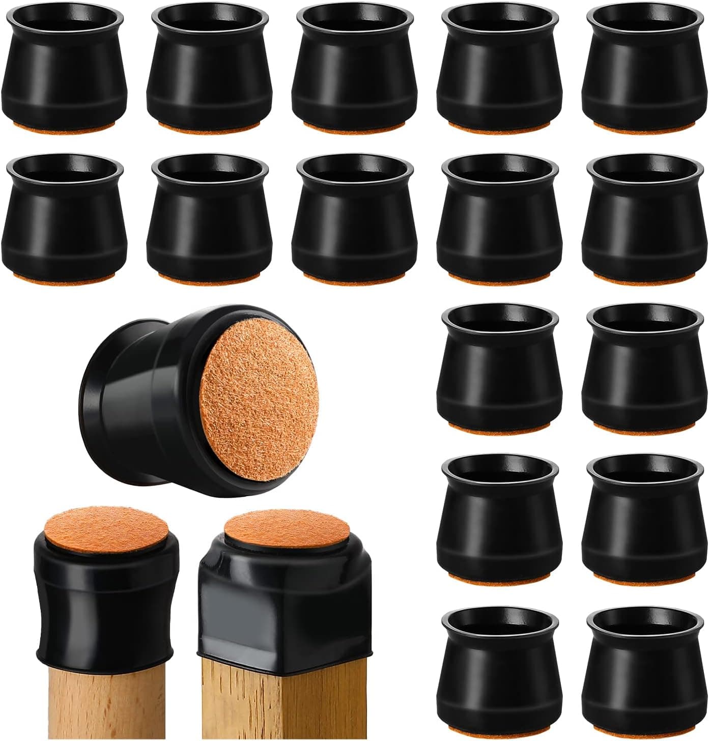 Silicone Chair Leg Floor Protectors: 16 Pcs Rubber Chair Legs Protectors for Hardwood Floors Prevent Scratches and Noise - Ruby Sliders Felt Furniture Pads for Table Stool Feet