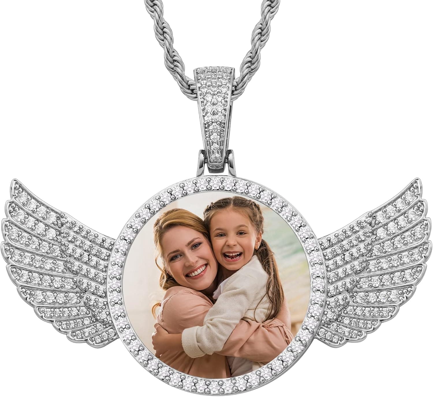 Picture Necklace Personalized Photo Pendant for Men customized Necklaces for Women Memory Medallion Pendant with Tennis Chain or Rope Chain Keychain Bag Ornaments Dog Tag Necklace Hip Hop Jewelry