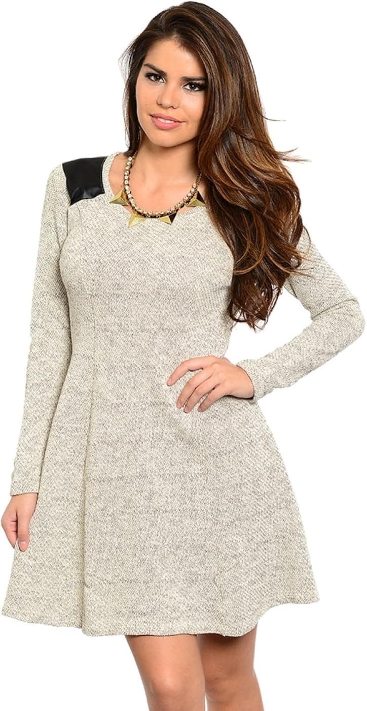 2LUV Women's 3/4 Sleeve Fit & Flare Skater Dress