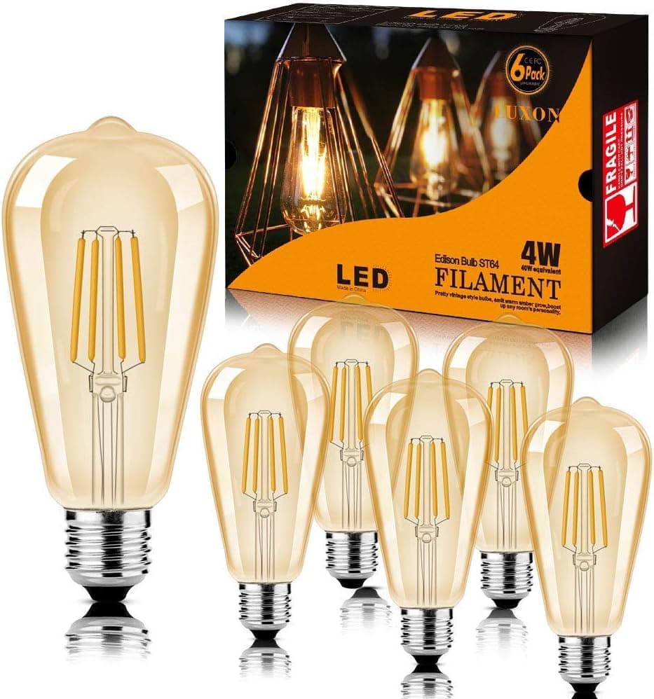 6-Pack LED Edison Bulbs Dimmable + 5W Radar Motion Sensor Light Bulbs