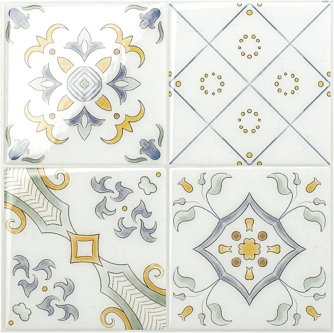 SMART TILES Peel and Stick Backsplash - 5 Sheets of 9" x 9" - 3D Adhesive Peel and Stick Tile Backsplash for Kitchen, Bathroom, Wall Tile