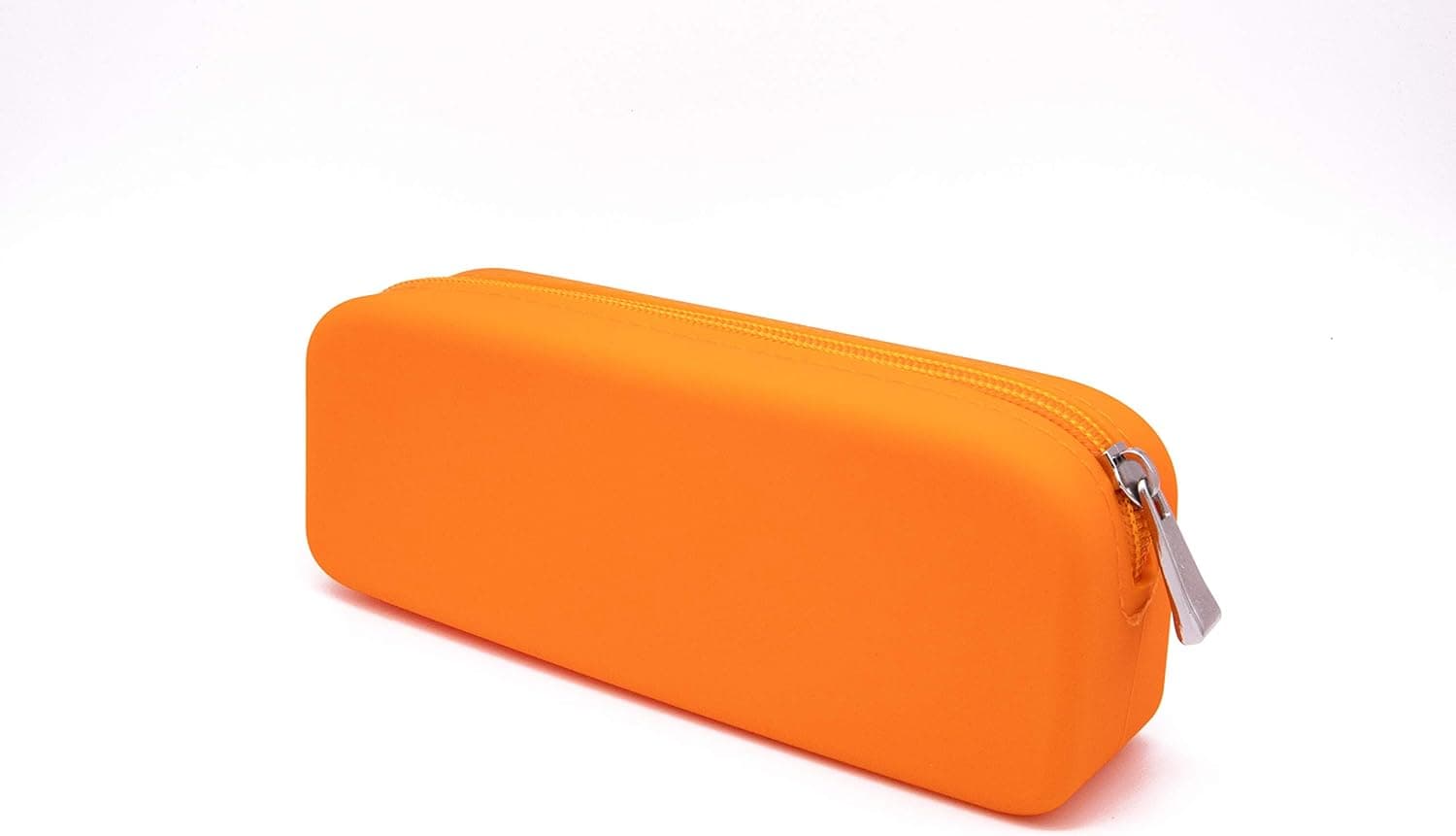 GORGCASE Silicone Pen Pencil Make up Bag with Zipper, Water Leak Resistant,Toiletry Makeup case Holder, Essentials Cosmetic Pouch Organizer kit for Personal Item,School, Gift, Student Orange