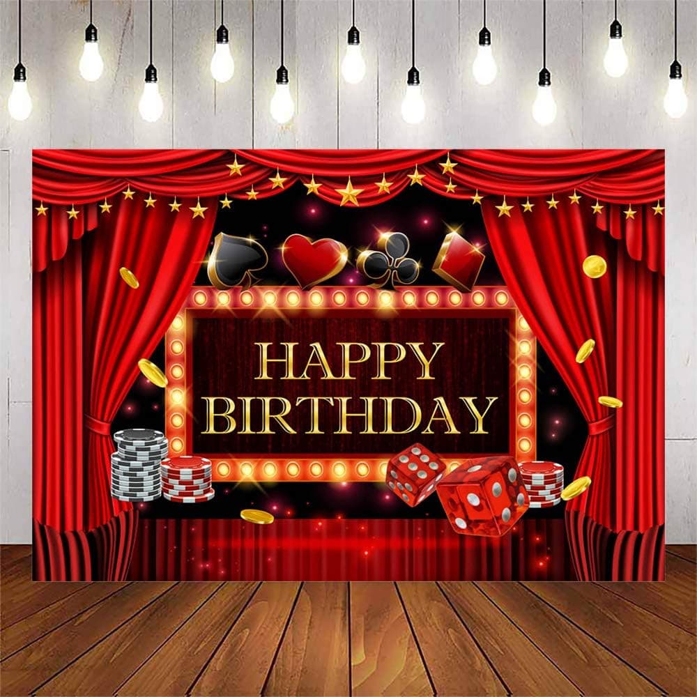 Avezano Las Vegas Casino Birthday Backdrop Bargaining Chip Night Party Prom Ceremony Decoration Casino Birthday Photo Background (7x5ft)