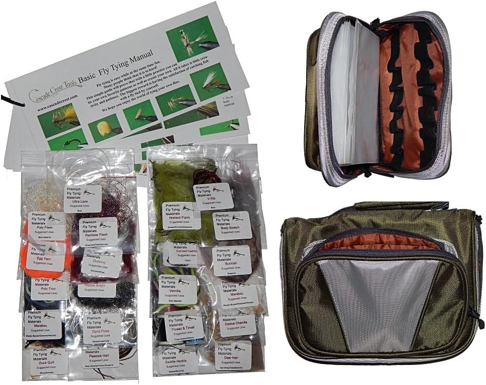 Cascade Trout Fly Tying Material Kit with Essentials Tying Materials Bag …