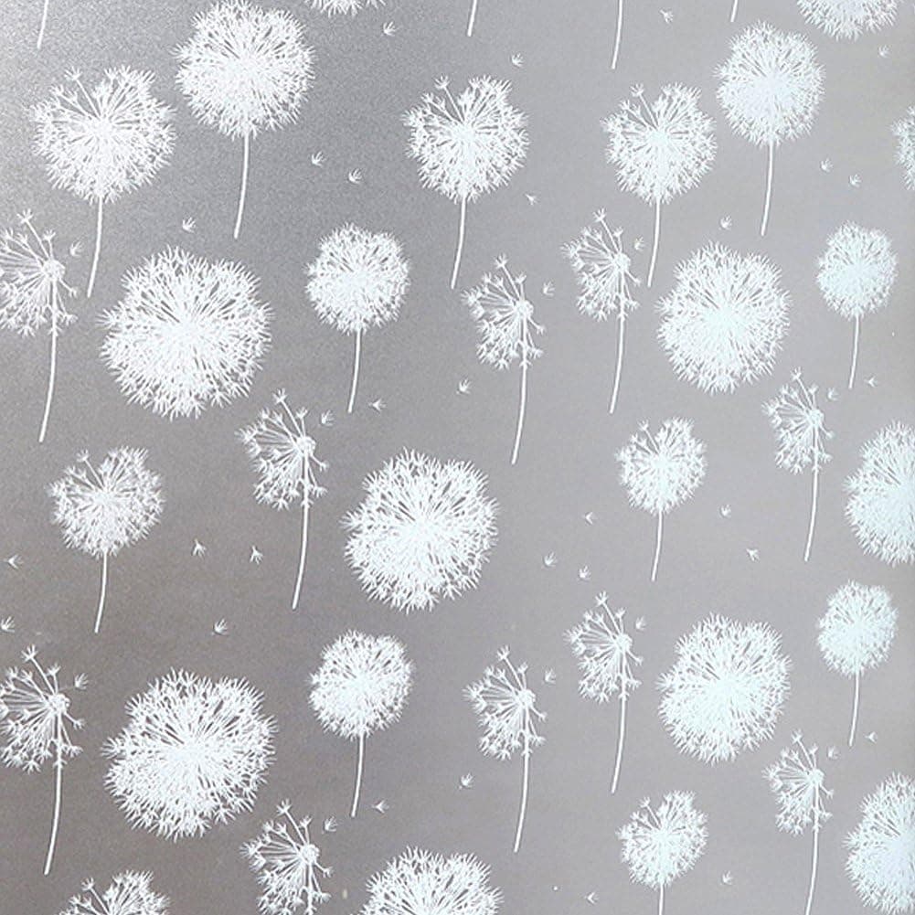TOSOAR No Glue Static Decorative Privacy Window Films for Glass Static Cling Window Film Non-Adhesive Heat Control Anti UV (Dandelion)