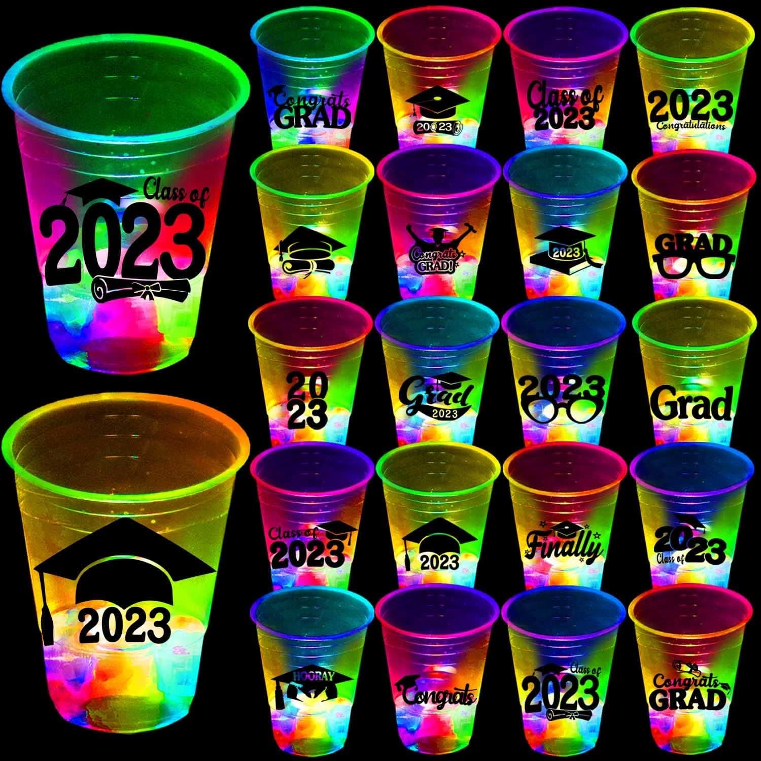 Unbrands 40 Pack Glow Graduation Party Cups,2023 Graduation Party Supplies,Glow in the dark Graduation Cups Favors for Graduation Party Decorations,Class of 2023 Black Theme Decor