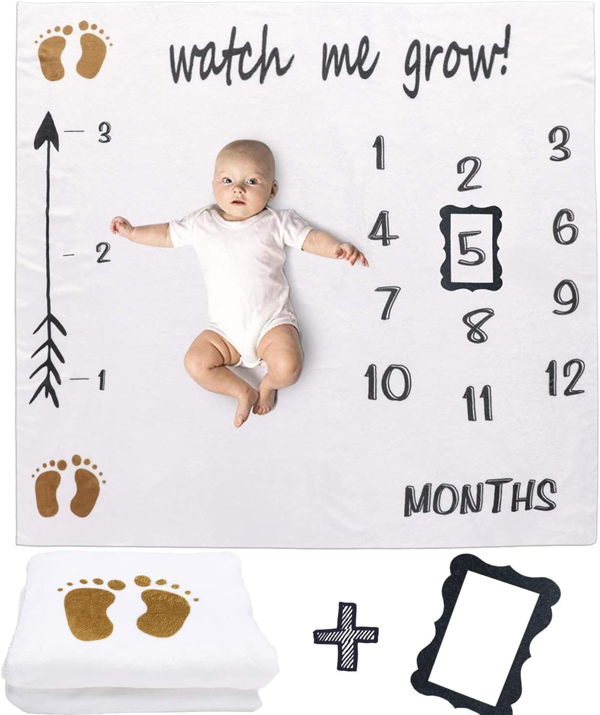 Vextronic Baby Monthly Milestone Blanket,Large Thick Soft Plush Photography Background Blankets for Boy Girl Baby Shower Gifts,47”x47”